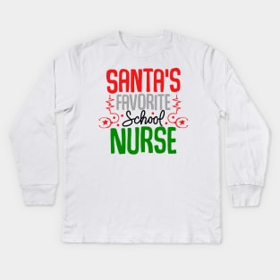 santas favorite school nurse Kids Long Sleeve T-Shirt